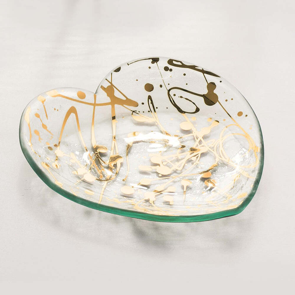 Jaxson 7" Gold Heart Plate by Annieglass