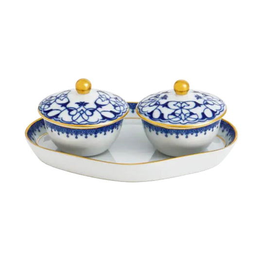 Lace Two Votives with Tray by Mottahedeh