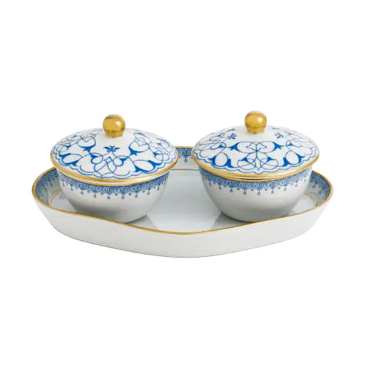Lace Two Votives with Tray by Mottahedeh Additional Image -1