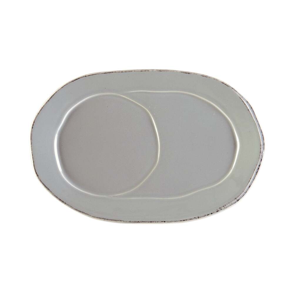 Lastra Gray Oval Tray by VIETRI
