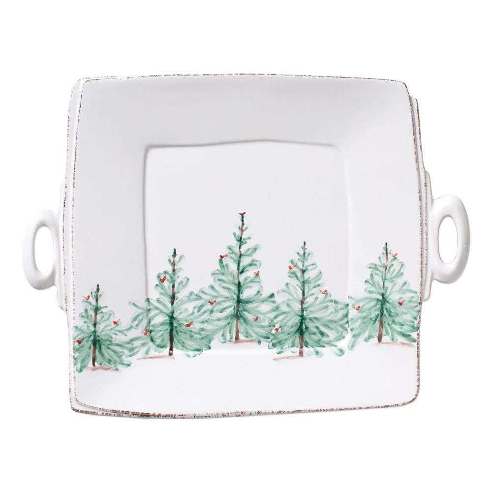 Lastra Holiday Handled Square Platter by VIETRI