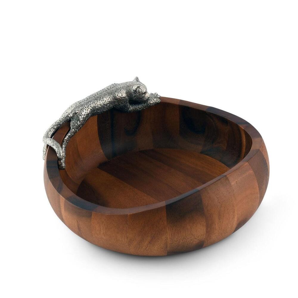Leopard Wood Salad Bowl - Large by Vagabond House 4
