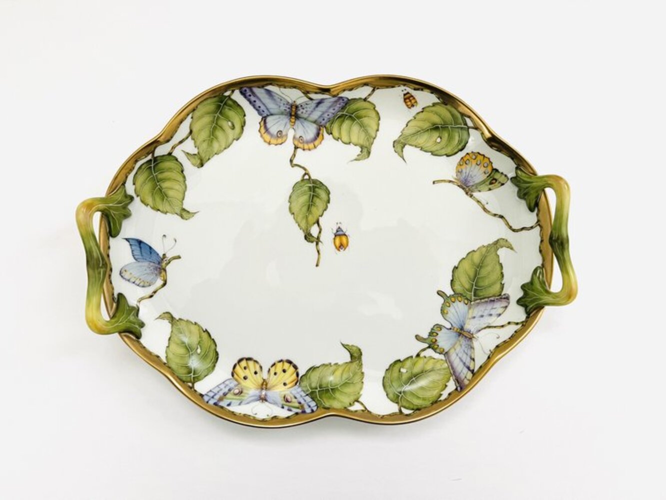 LGL55 - Large Green Leaf Tray With Handles by Anna Weatherley