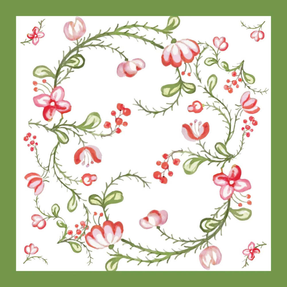 Linen Norelle Napkins 20" x 20" Set of 4 - Green & Red Floral by Beatriz Ball