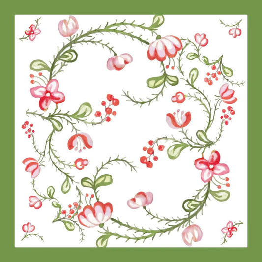 Linen Norelle Napkins 20" x 20" Set of 4 - Green & Red Floral by Beatriz Ball