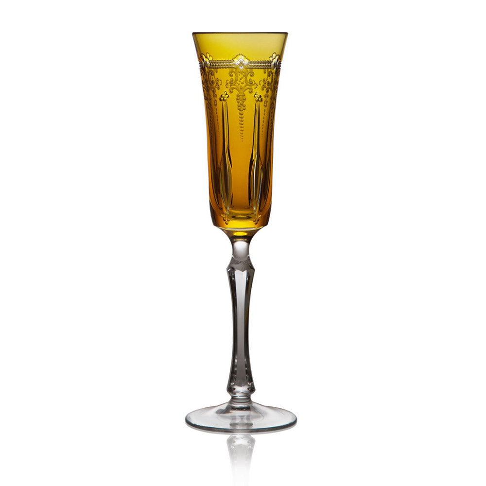 Lisbon Amber Champagne Flute by Varga Crystal