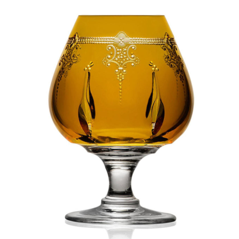 Lisbon Amber Grand Brandy Glass by Varga Crystal