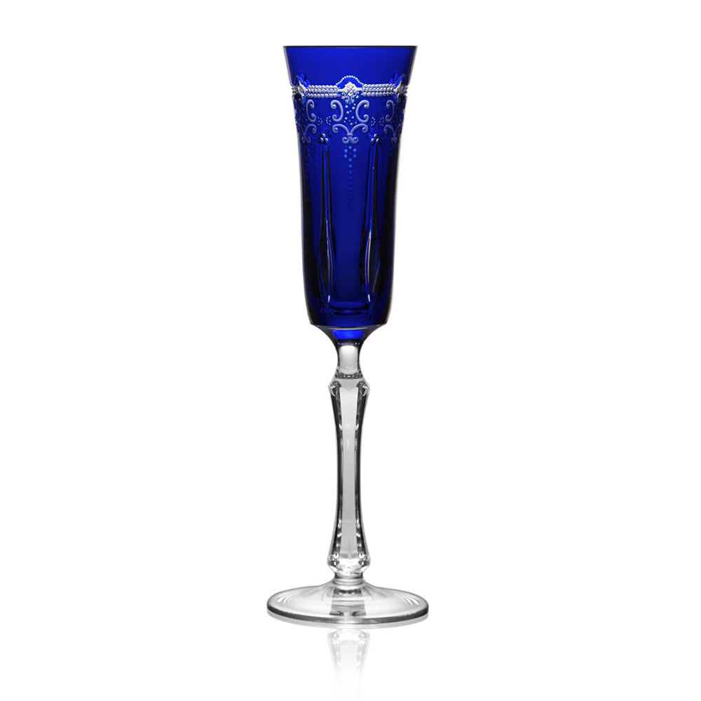 Lisbon Cobalt Champagne Flute by Varga Crystal