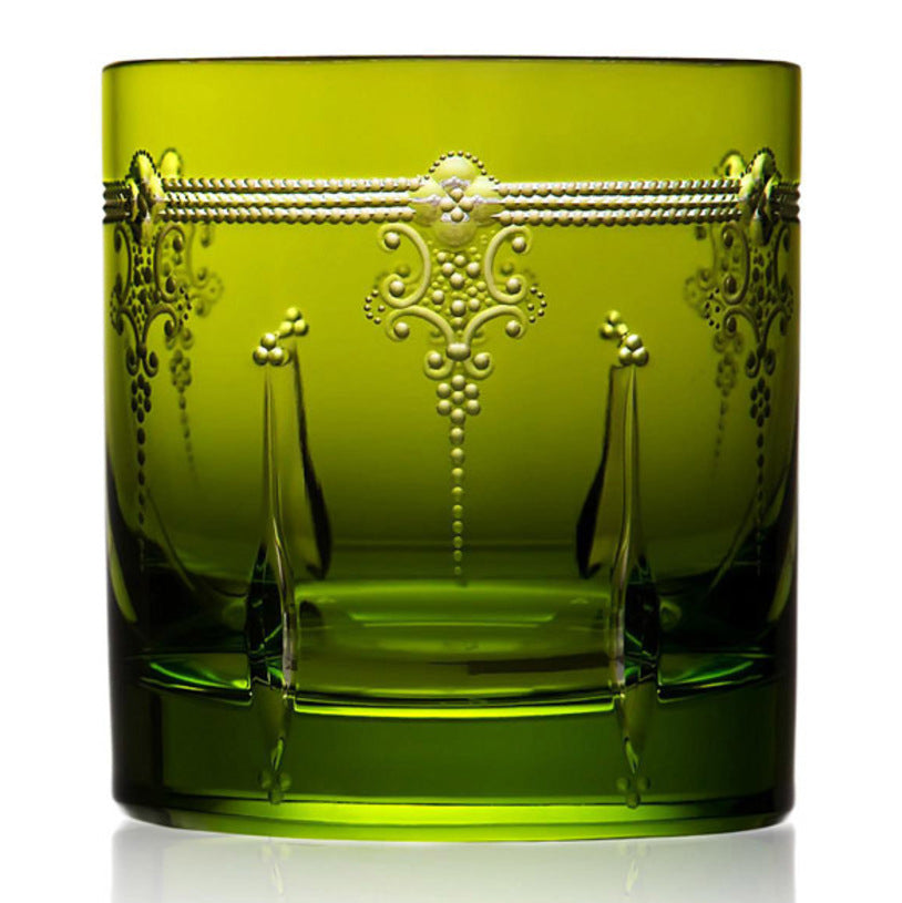 Lisbon Yellow-Green Double Old Fashioned Glass by Varga Crystal