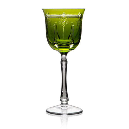 Lisbon Yellow-Green Water Goblet by Varga Crystal