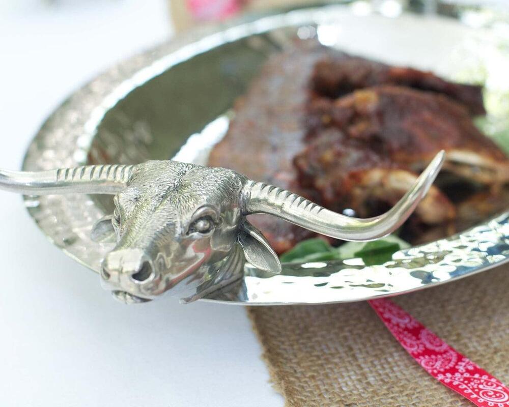 Long Horn Steer Tray - Steel by Vagabond House 2
