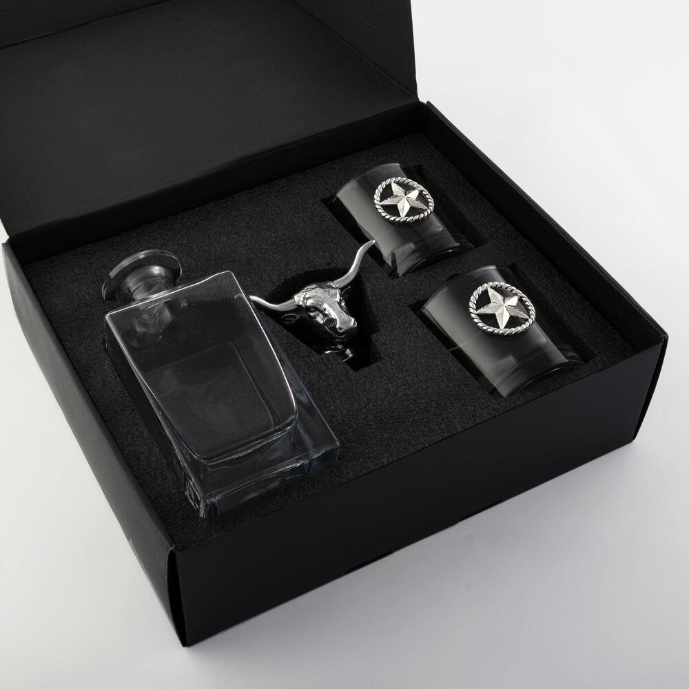 Longhorn Decanter Set with Pair Of Glass by Arthur Court Designs 3