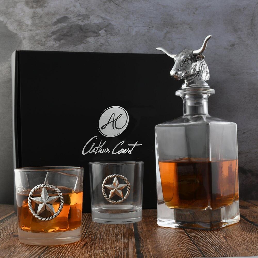 Longhorn Decanter Set with Pair Of Glass by Arthur Court Designs 6