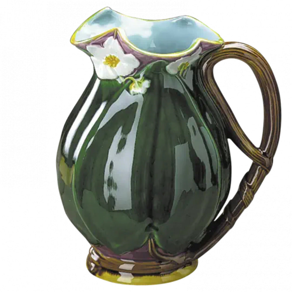 Lotus Majolica Green with Floral Pitcher by Mottahedeh