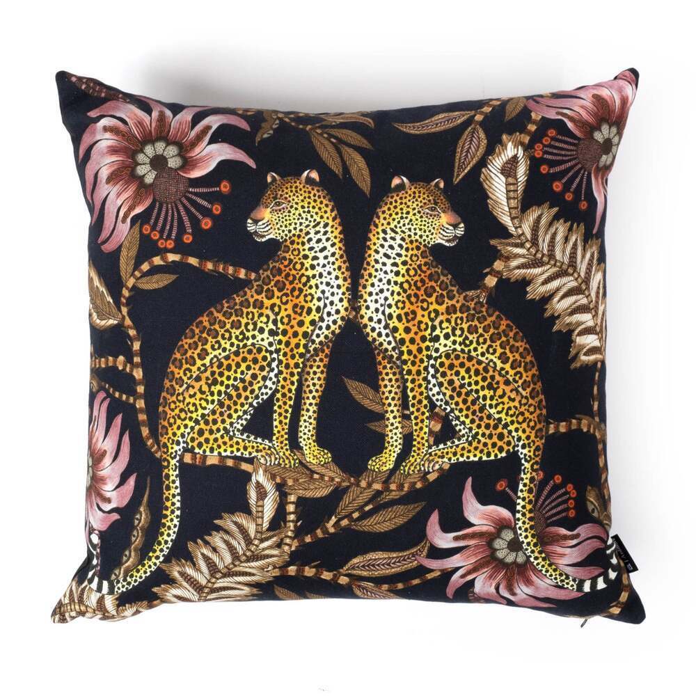 Lovebird Leopards Pillow Cotton by Ngala Trading Company