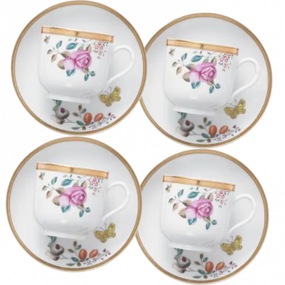 Lowestoft Garden Cup & Saucer Set of 4 by Mottahedeh