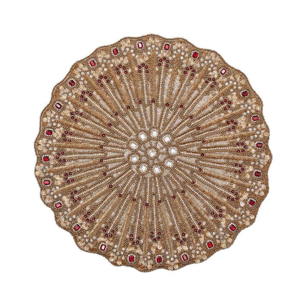 Lumiere Placemat in Champagne & Crystal - Set of 2 in a Gift Box by Kim Seybert