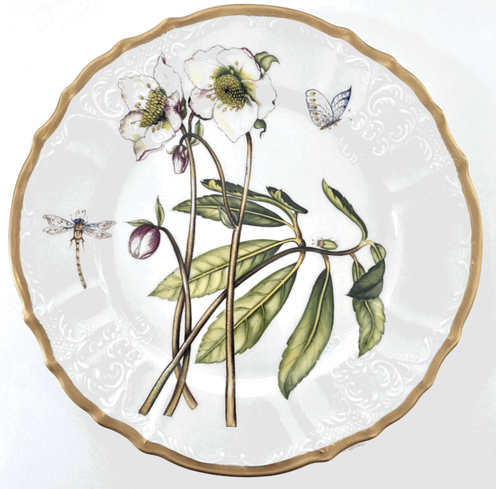 M9 - White Flower Dinner Plate by Anna Weatherley