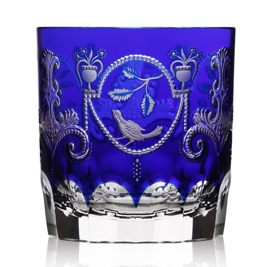 Madeira Cobalt Double Old Fashioned Glass by Varga Crystal