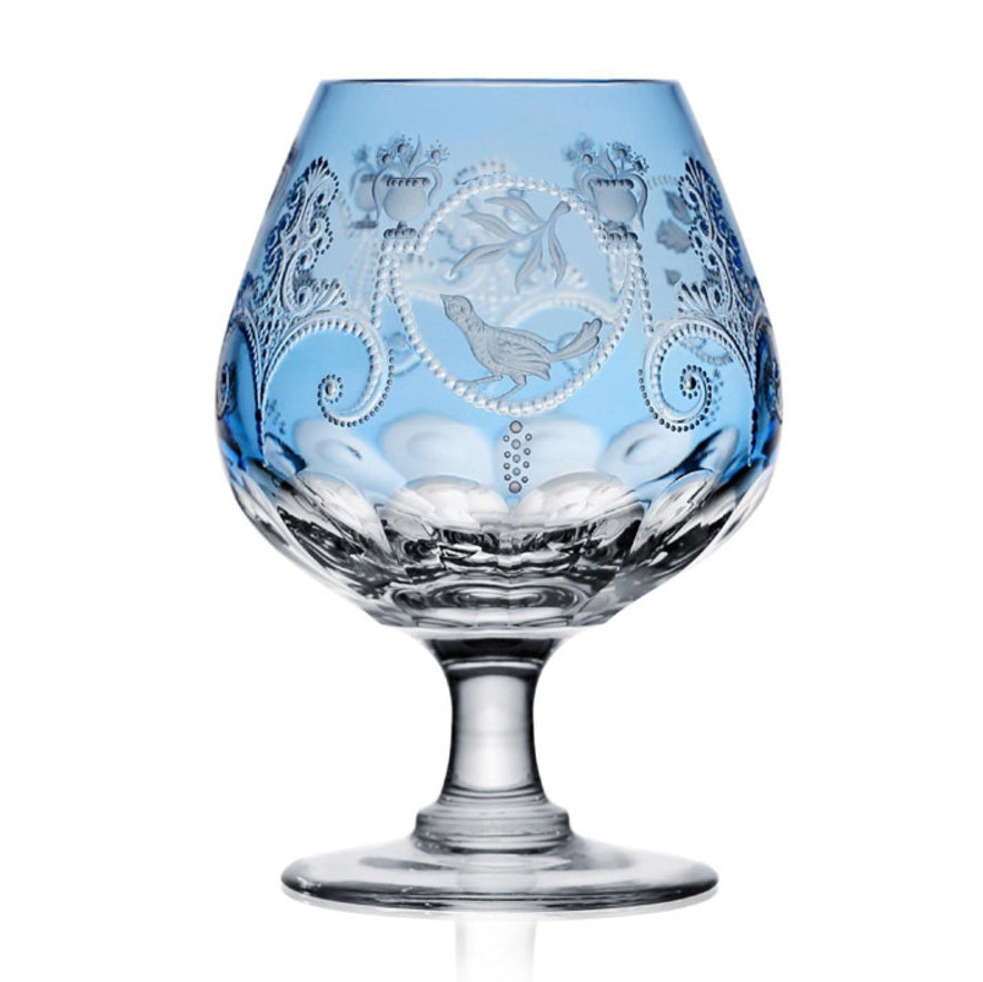 Madeira Sky Blue Brandy Glass by Varga Crystal
