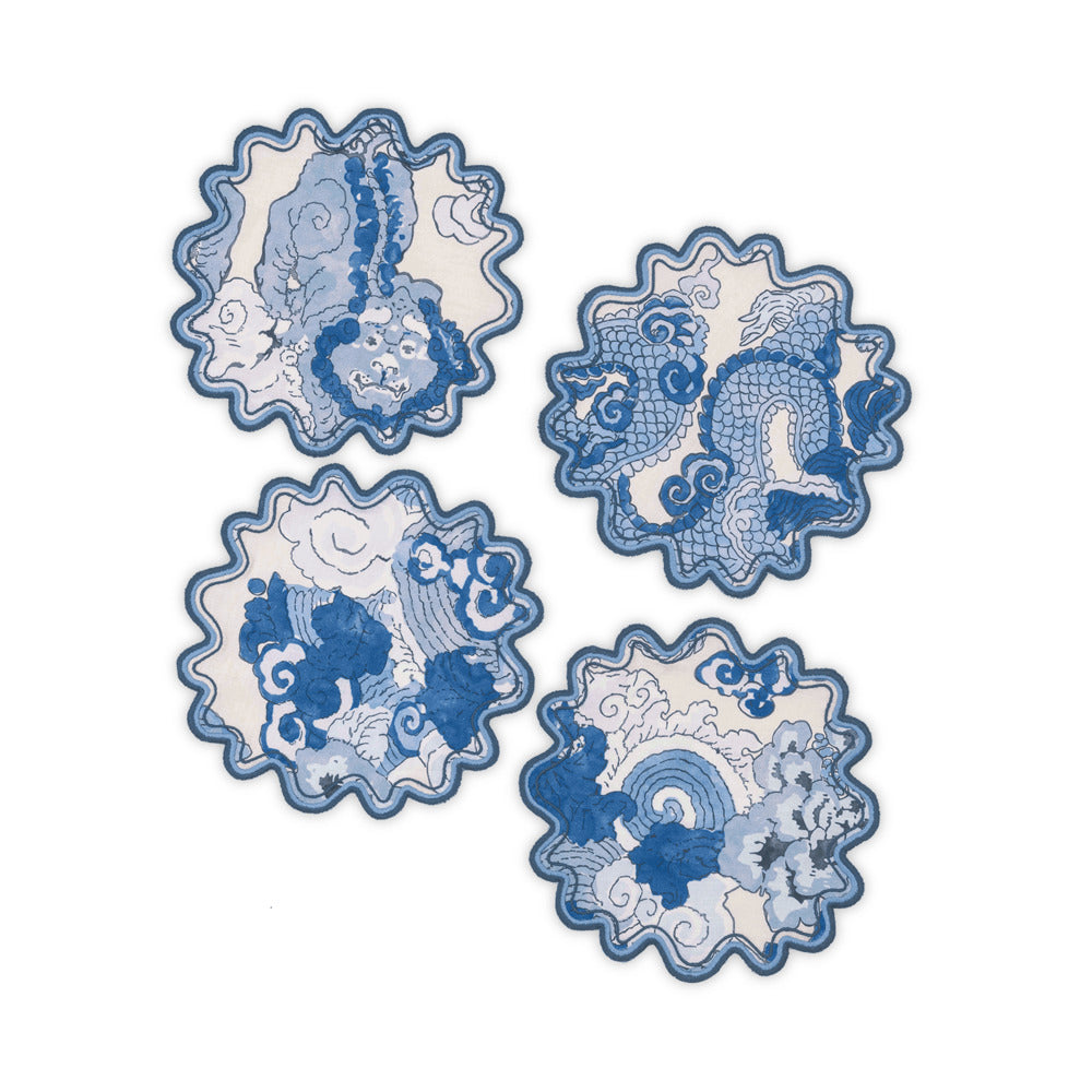 Magic Mountain Cocktail Napkin set of 4 Porcelain Blue