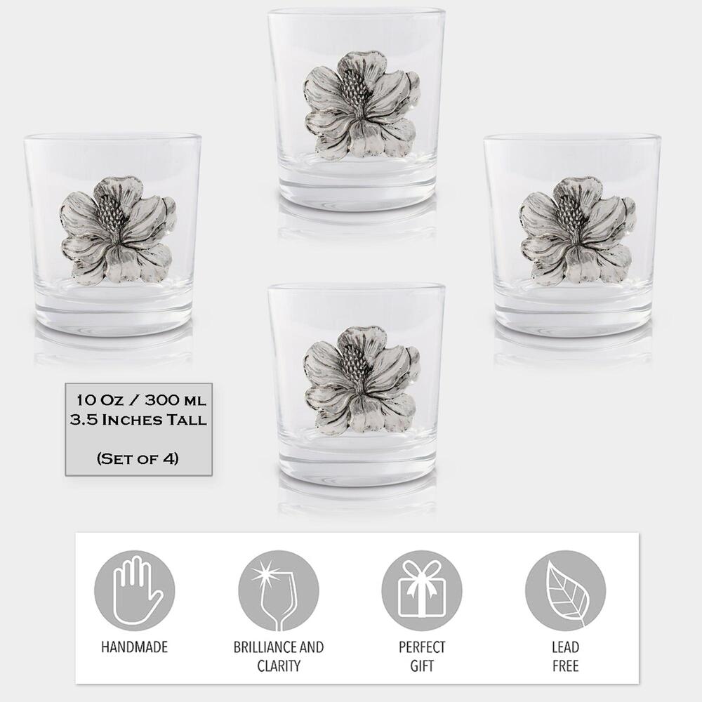 Magnolia Bar Glass Set of 4 by Arthur Court Designs 2