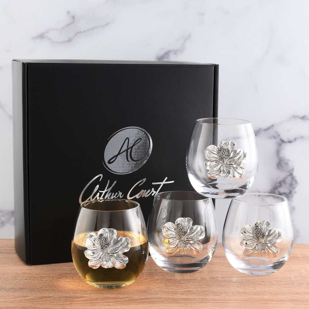 Magnolia Stemless Wine Glass - Set of 4 by Arthur Court Designs 1