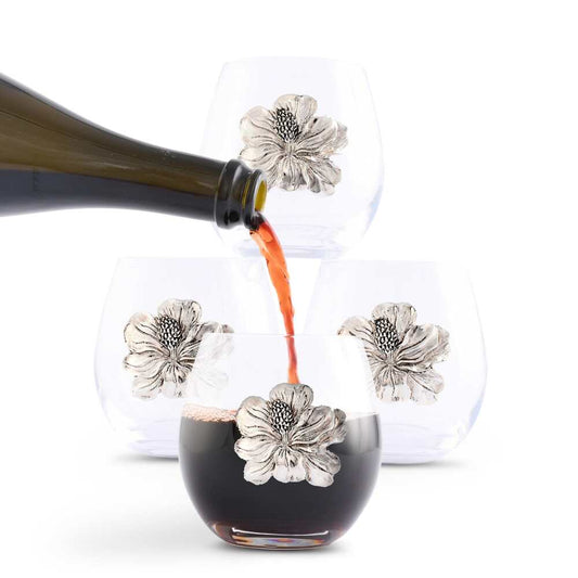 Magnolia Stemless Wine Glass - Set of 4 by Arthur Court Designs