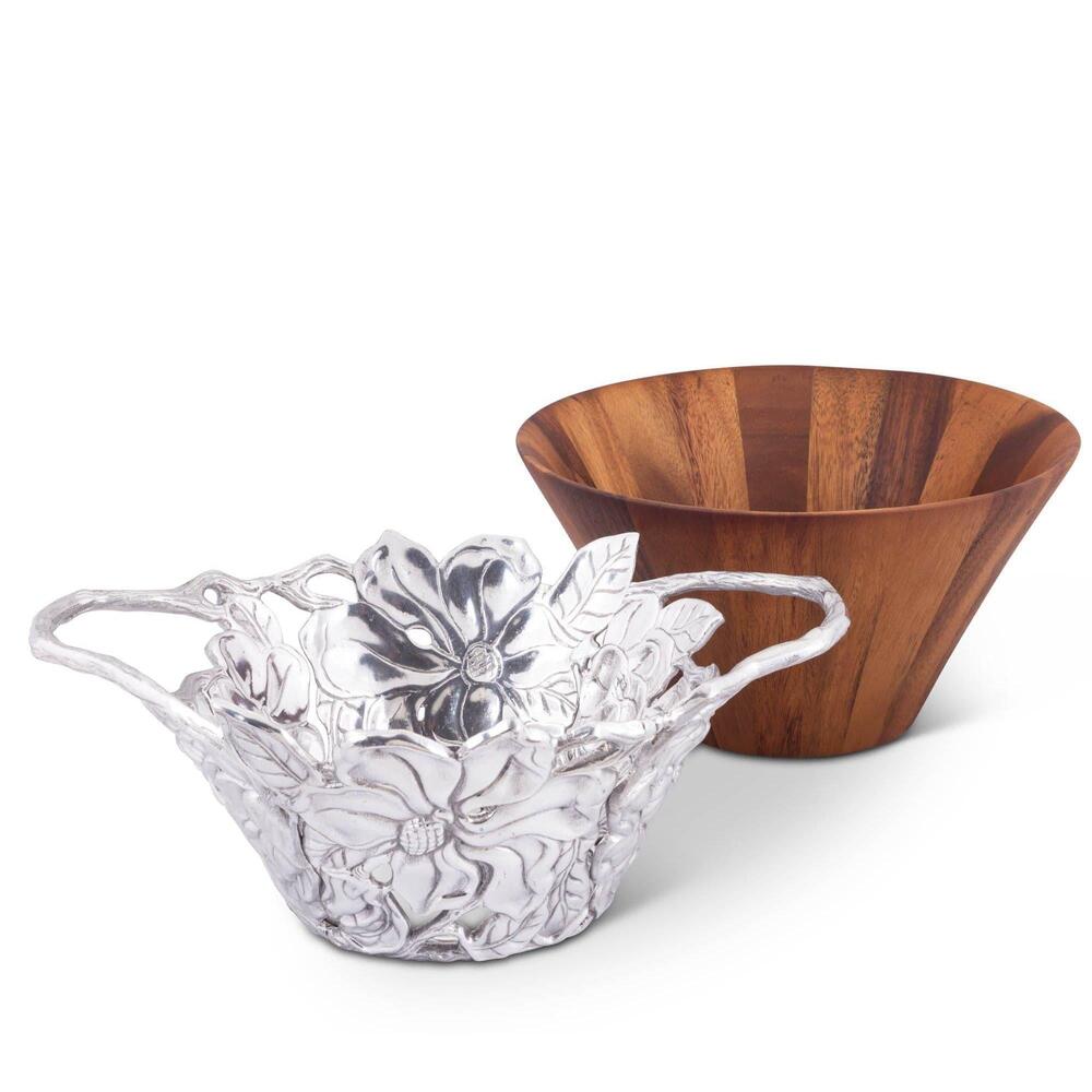 Magnolia Wood Tall Salad Bowl by Arthur Court Designs 1