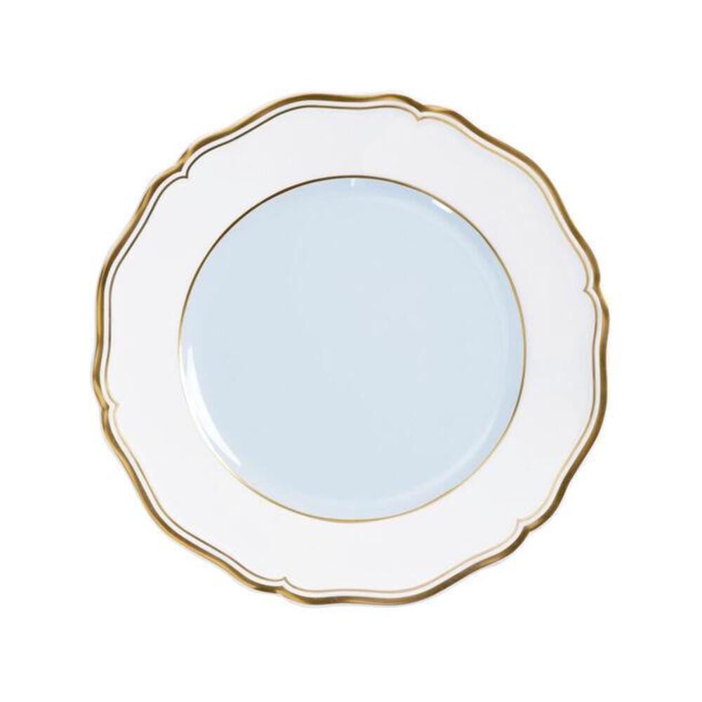 Mazurka Gold with Blue Grey Background Dessert Plate by Raynaud