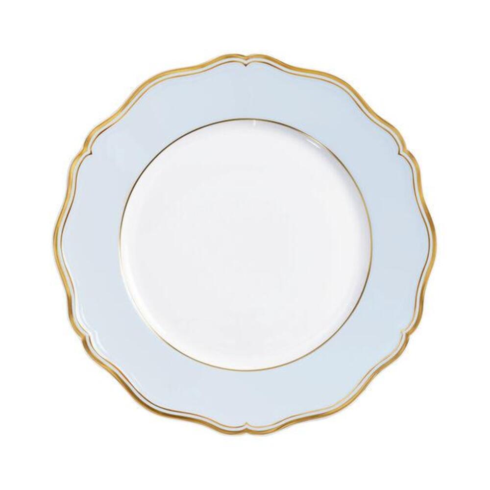 Mazurka Gold with Blue Grey Background Dinner Plate by Raynaud