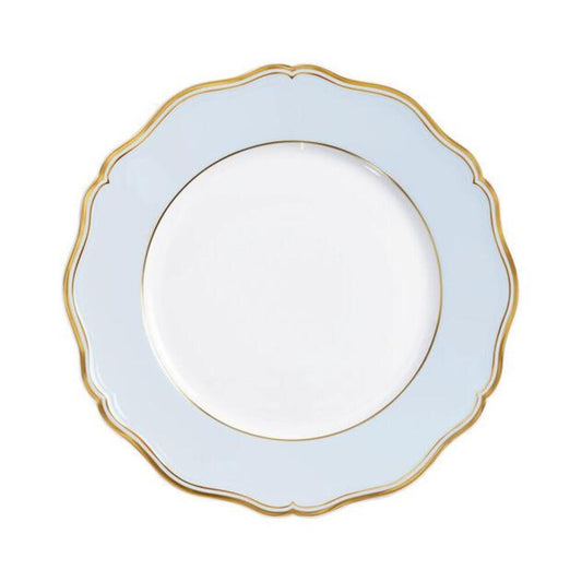 Mazurka Gold with Blue Grey Background Dinner Plate by Raynaud