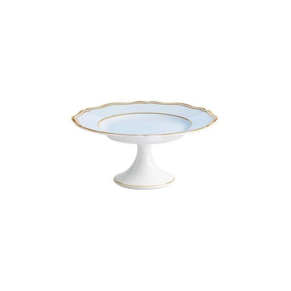 Mazurka Gold with Blue Grey Background Petit Fours Stand - 6.25" by Raynaud