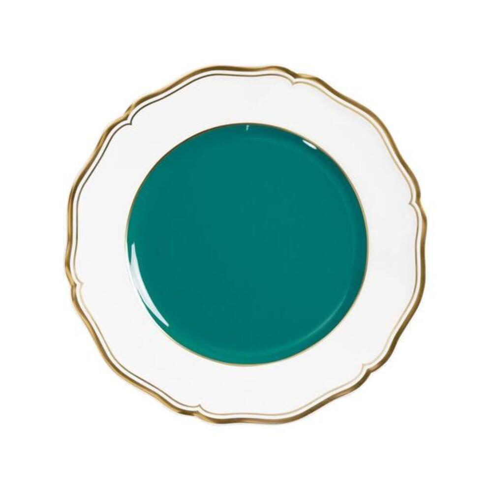 Mazurka Gold with Turquoise Background Dessert Plate by Raynaud
