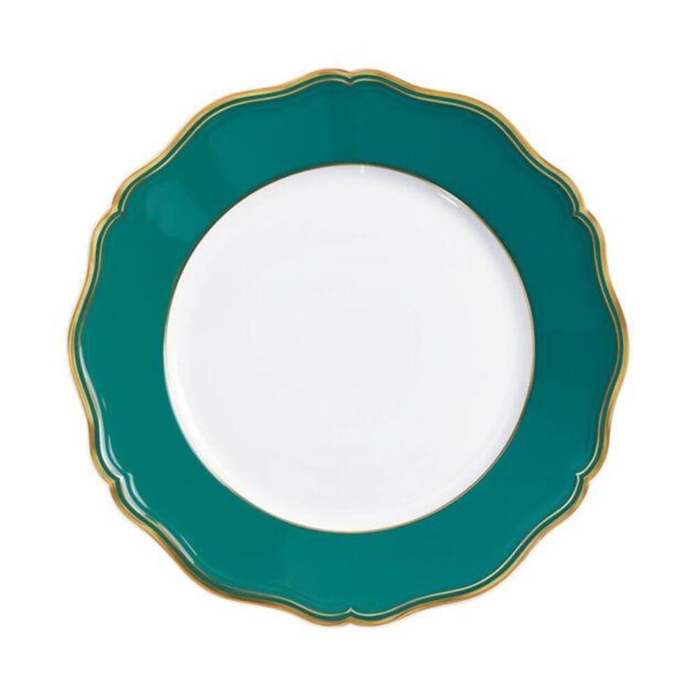 Mazurka Gold with Turquoise Background Dinner Plate by Raynaud
