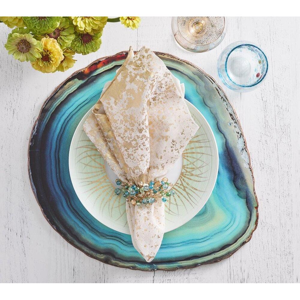 Metafoil Napkin - Set of 4 White & Gold by Kim Seybert 2