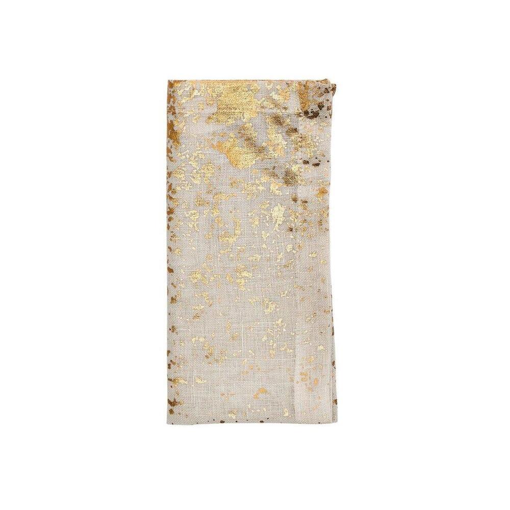 Metafoil Napkin - Set of 4 White & Gold by Kim Seybert 1