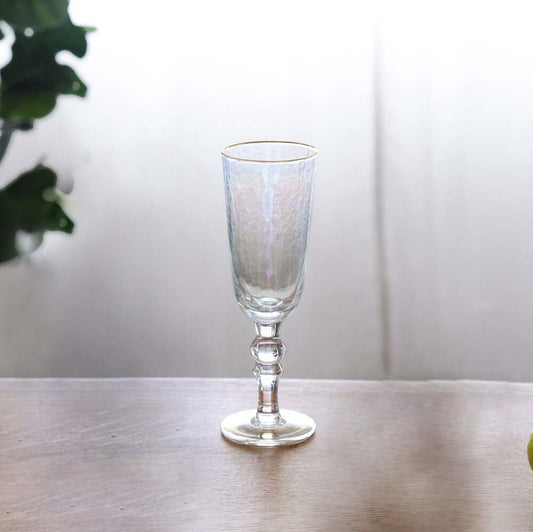 Mother of Pearl Flute with Gold Rim Set of 4 - Clear & Gold by Beatriz Ball