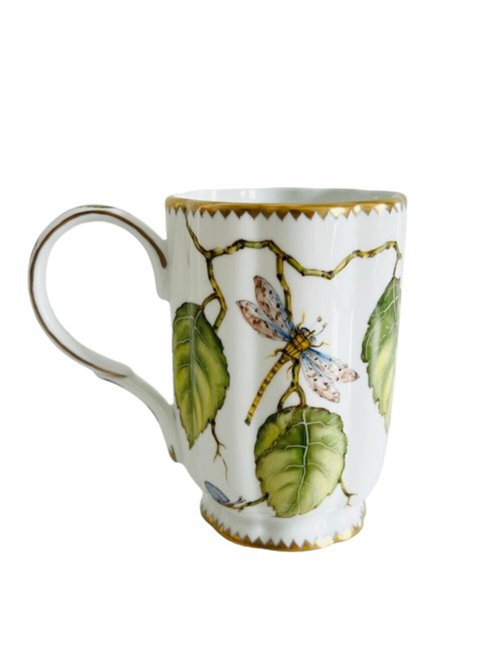 MU1 - Hand Painted Porcelain Green Leaves Coffee/Tea Mug by Anna Weatherley 1