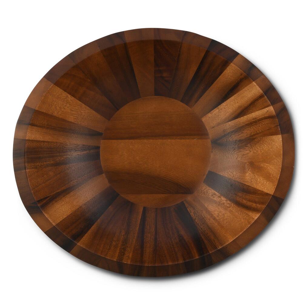 Munich Pattern Large Acacia Wood Salad Bowl by Arthur Court Designs 3