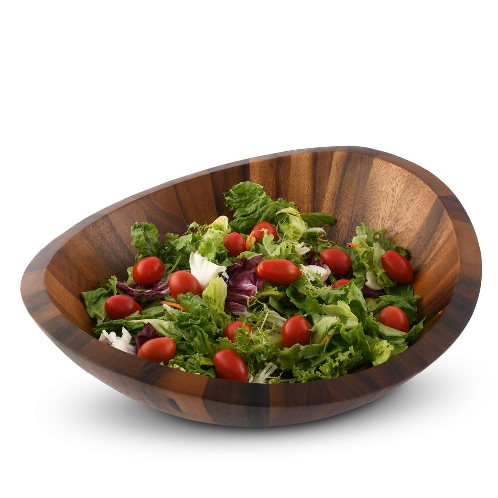 Munich Pattern Large Acacia Wood Salad Bowl by Arthur Court Designs