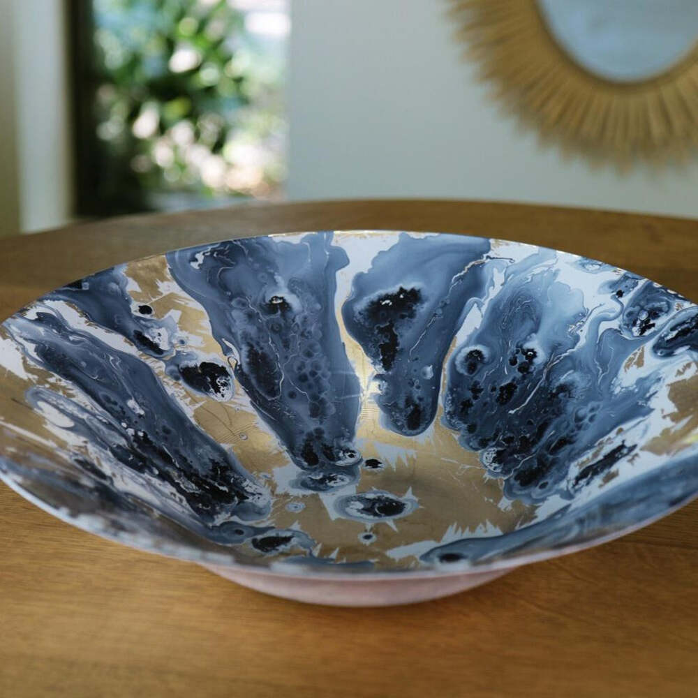 New Orleans Extra Large Painted Centerpiece - Blue & Gold by Beatriz Ball 3