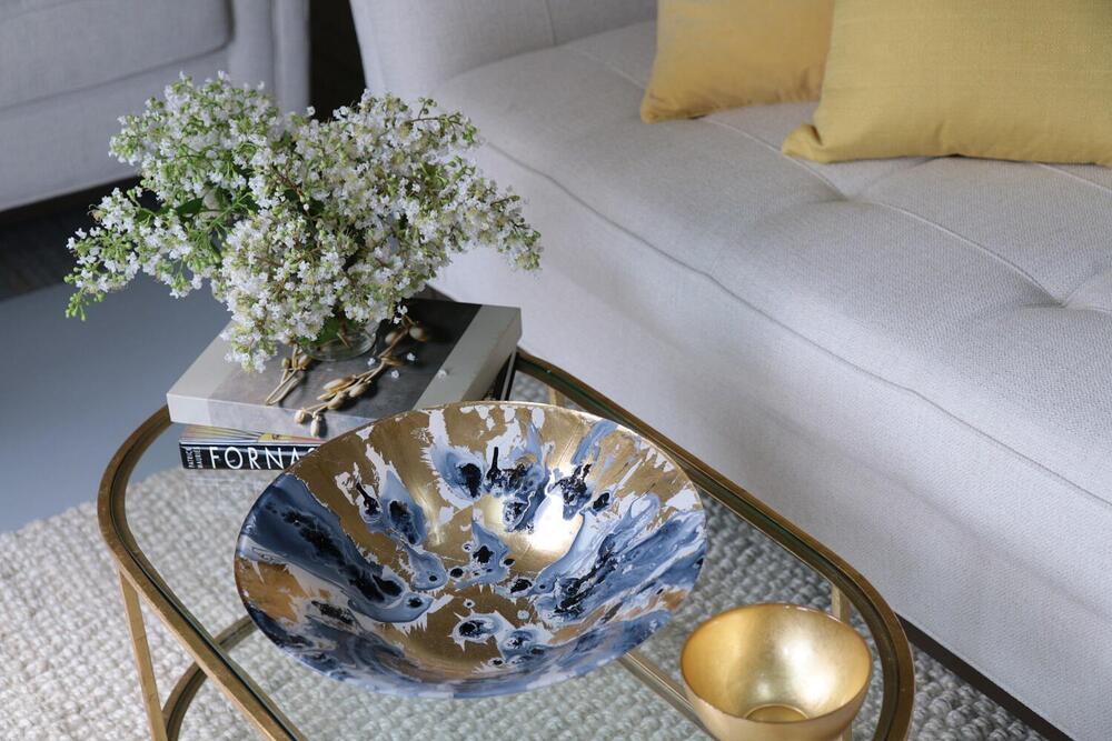 New Orleans Extra Large Painted Centerpiece - Blue & Gold by Beatriz Ball 5