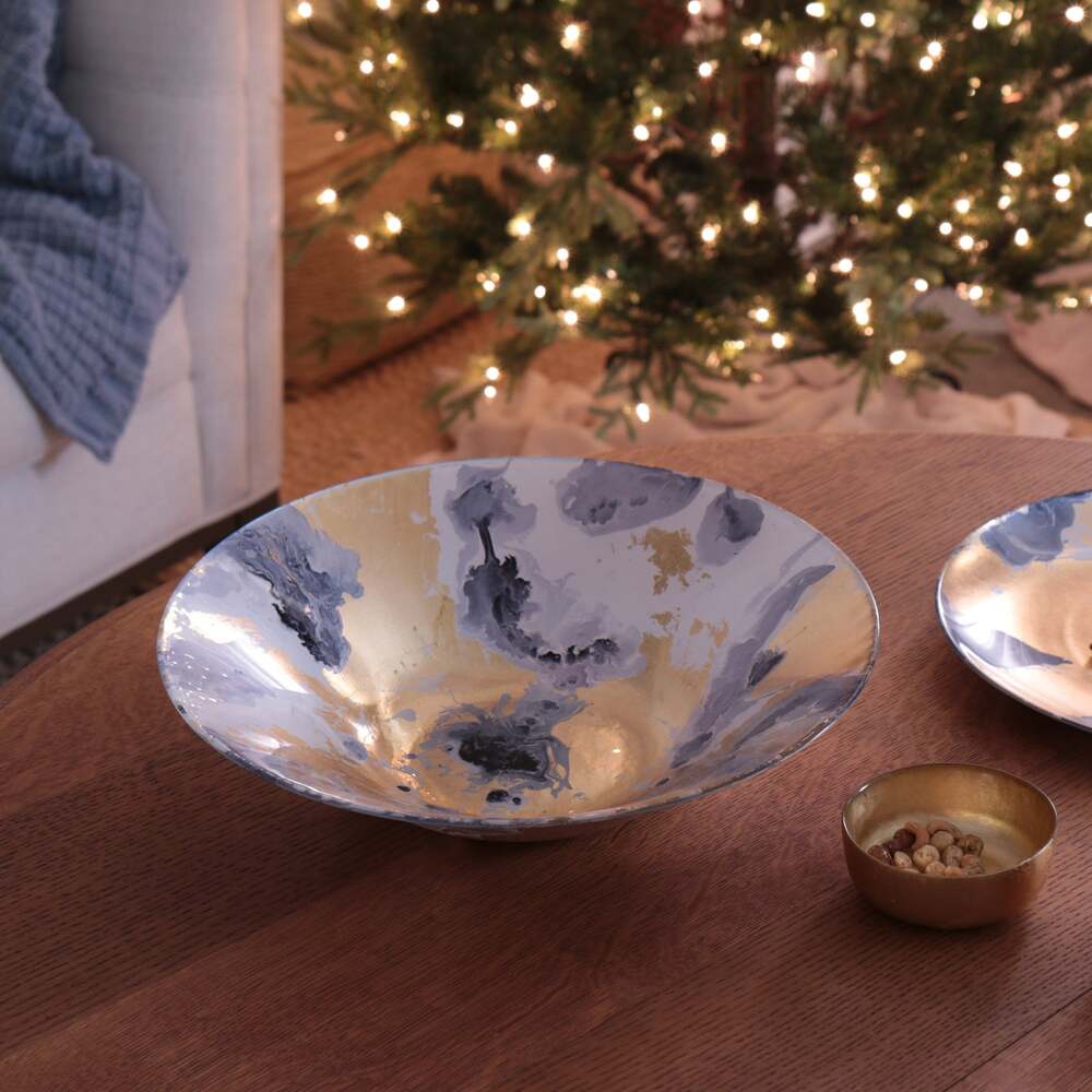 New Orleans Extra Large Painted Centerpiece - Blue & Gold by Beatriz Ball