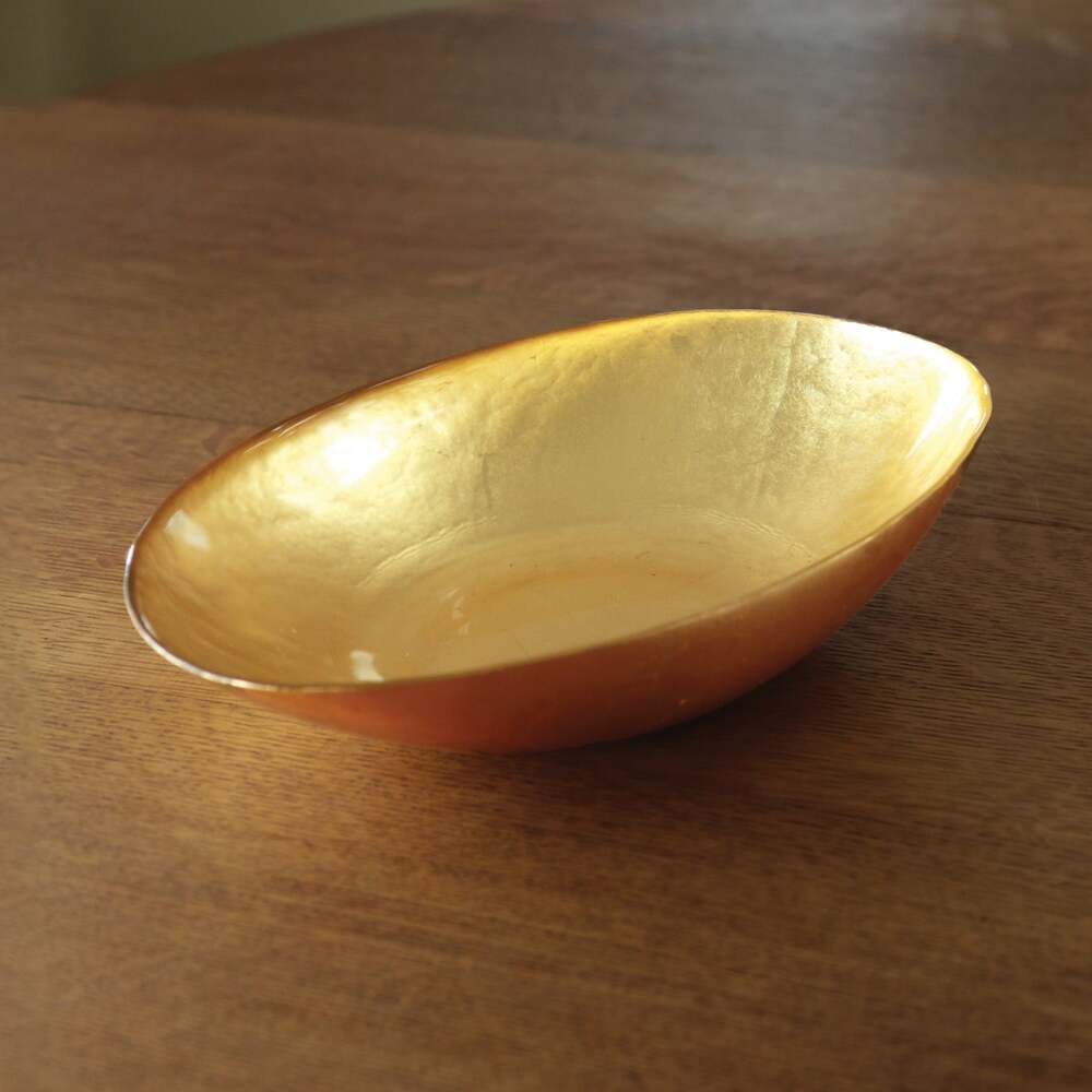 New Orleans Medium Oval Foil Leafing Bowl - Gold by Beatriz Ball 4