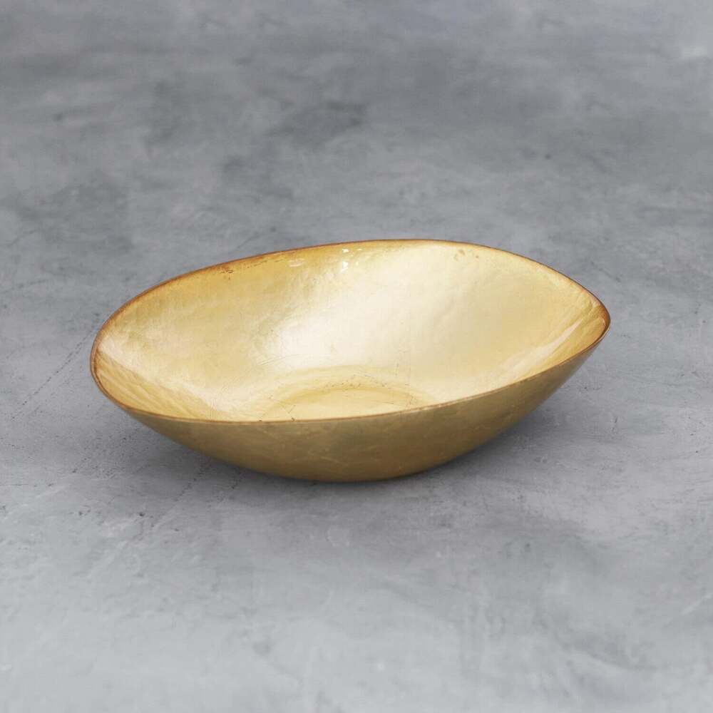 New Orleans Medium Oval Foil Leafing Bowl - Gold by Beatriz Ball