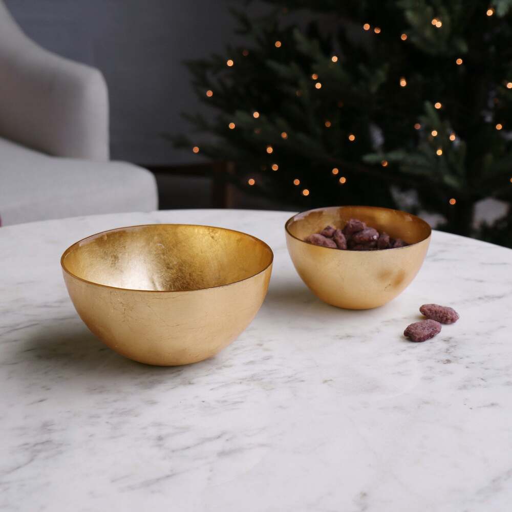 New Orleans Round Foil Leafing Bowl Set of 2 - Gold by Beatriz Ball 1