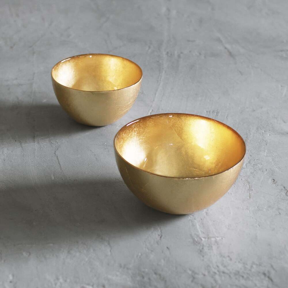 New Orleans Round Foil Leafing Bowl Set of 2 - Gold by Beatriz Ball 4