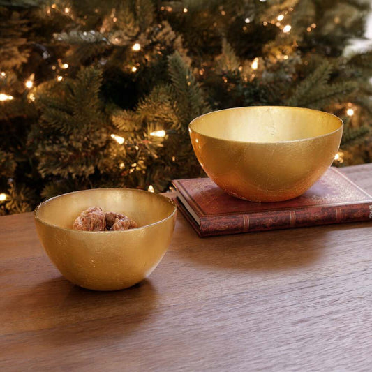 New Orleans Round Foil Leafing Bowl Set of 2 - Gold by Beatriz Ball