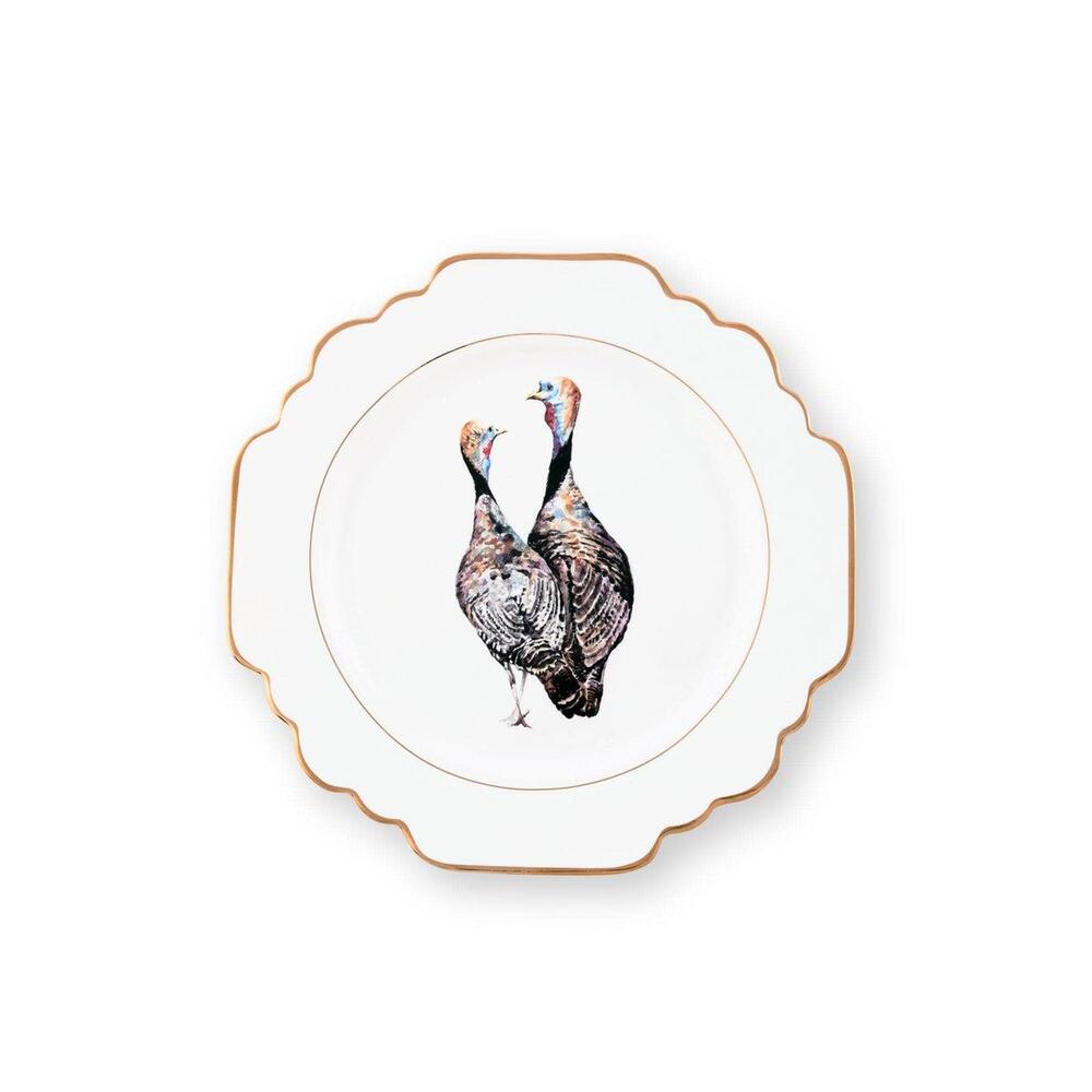 Norwood Narragansett Turkey Pattern Bone China Scallop Bread Plate by Vagabond House